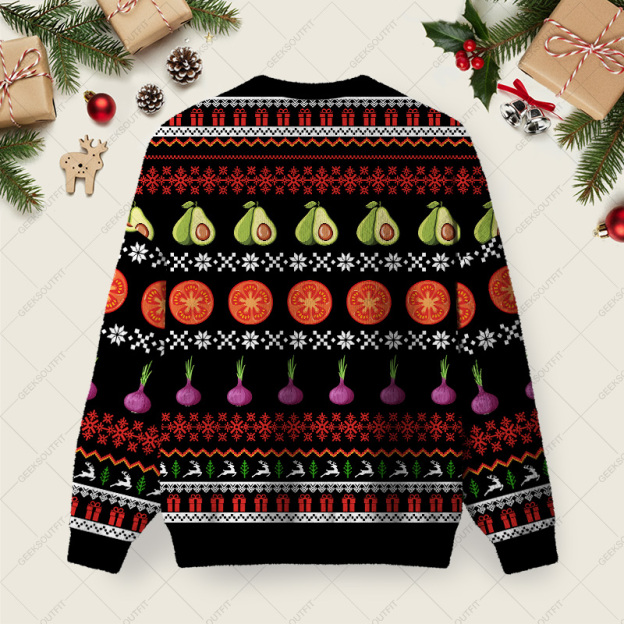 Alternative view of At The Festivus Dinner Ugly Christmas Fuzzy Fleece Sweatshirt