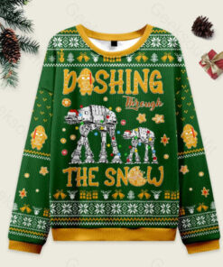 AT Walker Dashing Through The Snow Green Ugly Christmas Fuzzy Fleece Sweatshirt