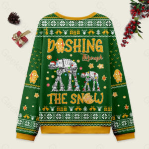 Alternative view of AT Walker Dashing Through The Snow Green Ugly Christmas Fuzzy Fleece Sweatshirt