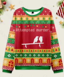Attempted Murder Ugly Christmas Fuzzy Fleece Sweatshirt