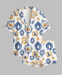 Autumn Preppy Halloween Fall Pumpkin Spice Spooky Ghost Pajama Set