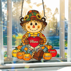 Autumn Scarecrow Grandma Suncatcher - Personalized Gifts For Grandma 06NAPU150725