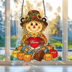 Alternative view of Autumn Scarecrow Grandma Suncatcher  - Personalized Gifts For Grandma 06NAPU150725