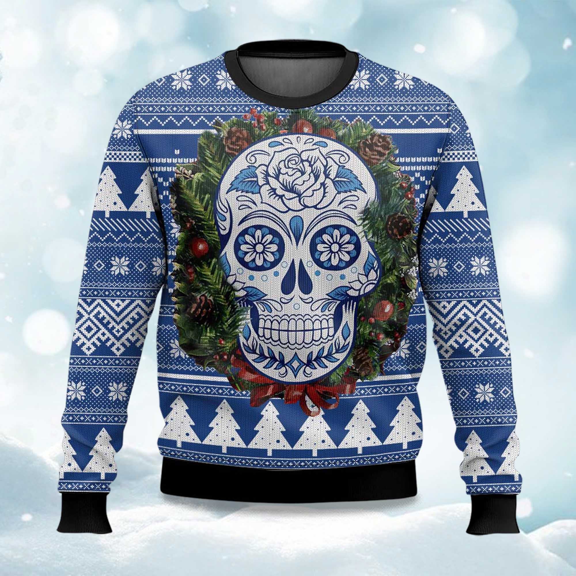 Awesome Sugar Skull Ugly Christmas Sweater