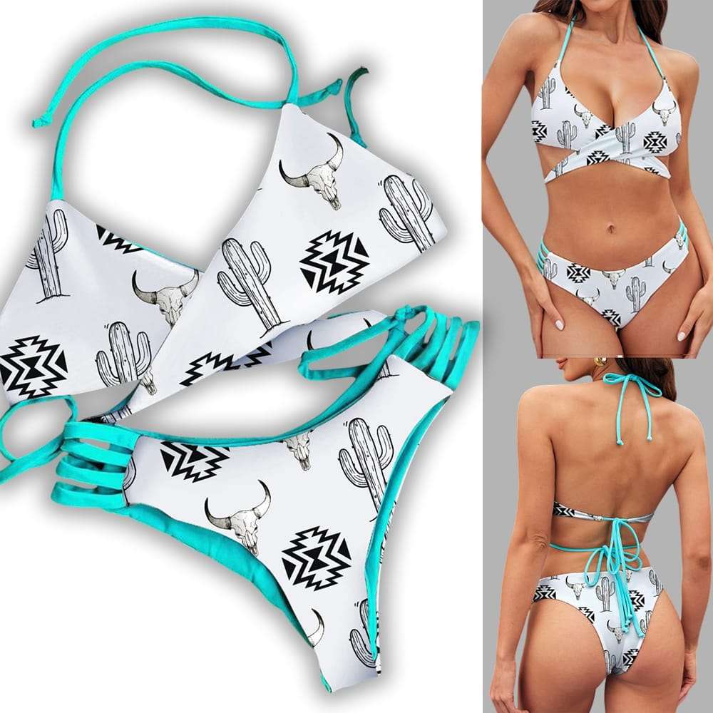 Aztec Crossover Bikini Set For Women