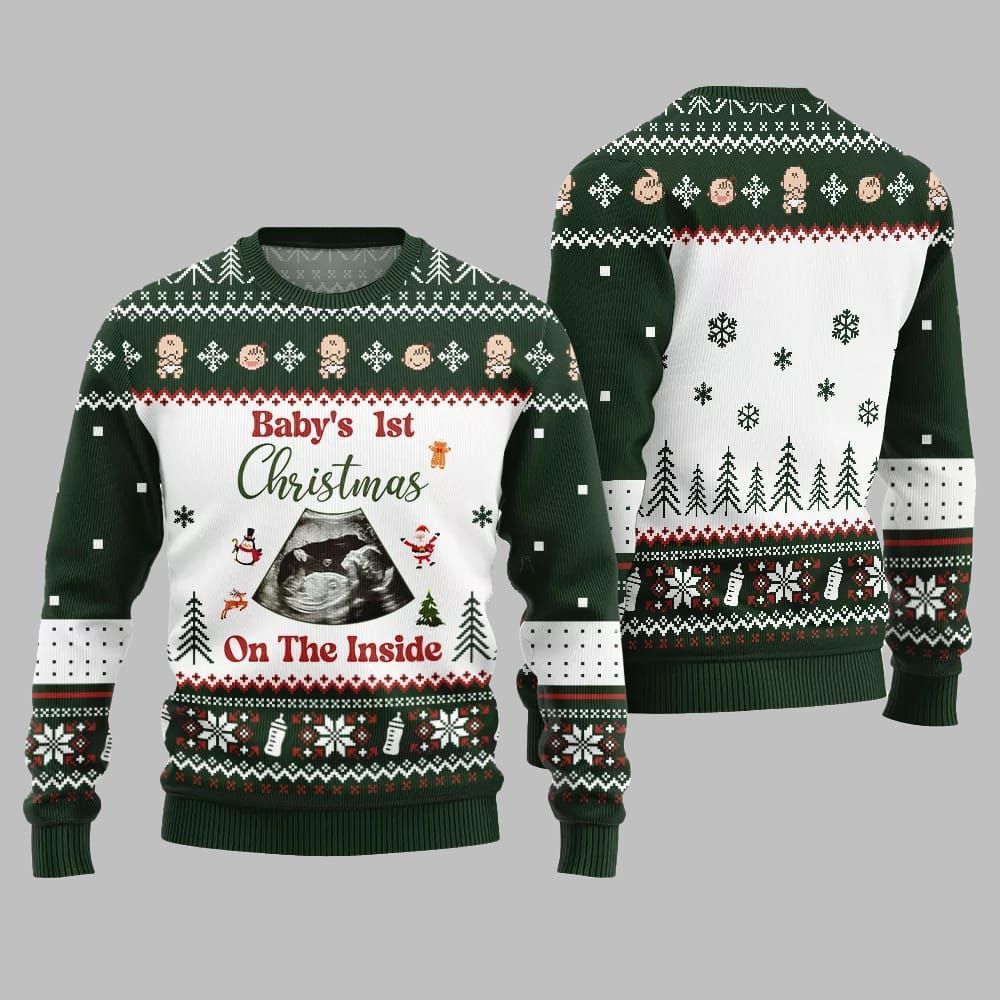 Baby 1st Christmas On The Inside Ugly Sweater Christmas 2025 - Image 4