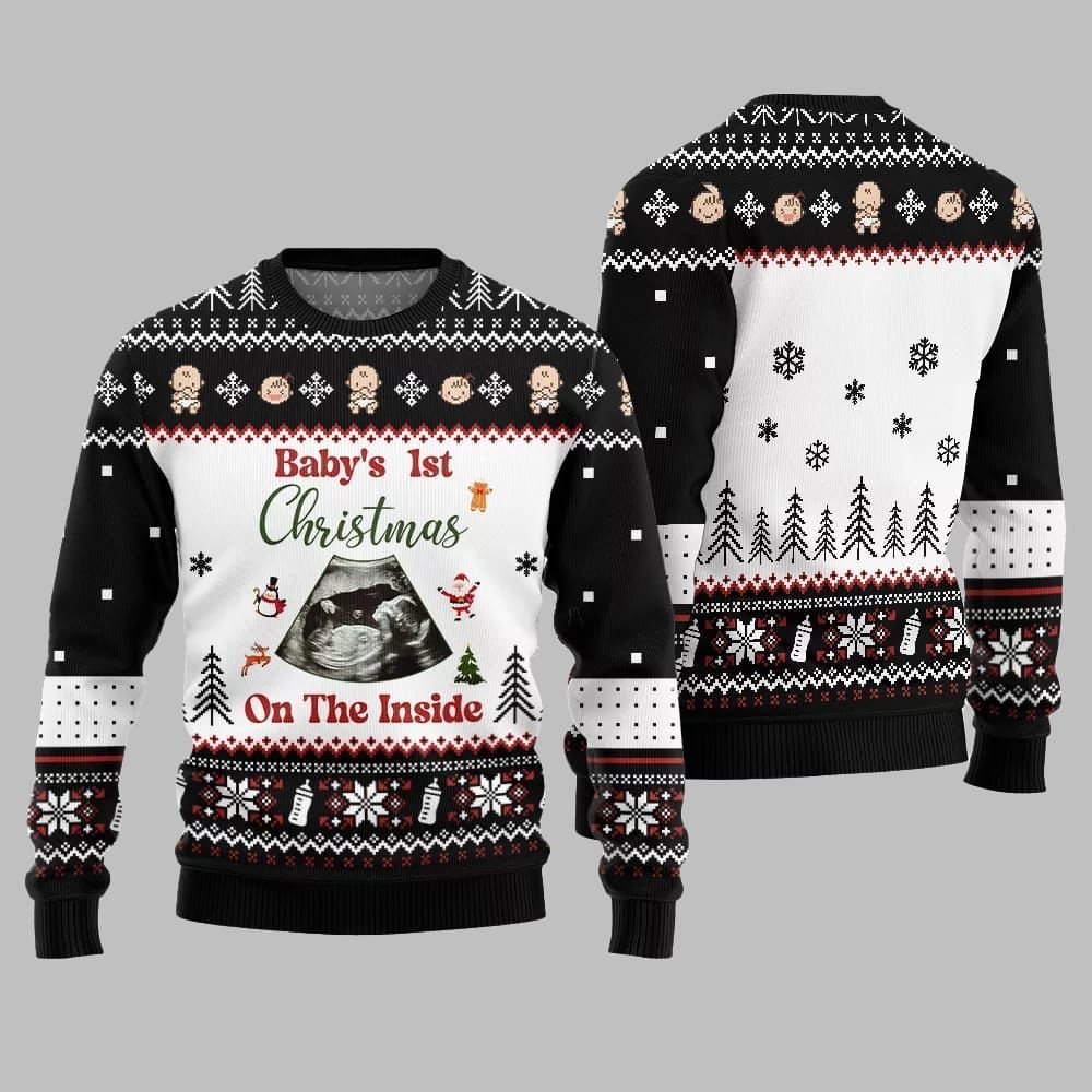 Baby 1st Christmas On The Inside Ugly Sweater Christmas 2025 - Image 3