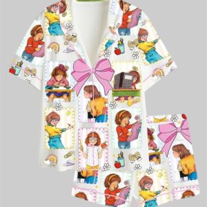 Back To School Teacher Junie B Jones Coquette Bow Pajama Set