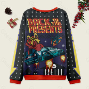 Alternative view of Back To The Present Ugly Christmas Fuzzy Fleece Sweatshirt