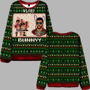 Alternative view of Bad Bunny Super Bowl Ugly Christmas Sweater - gullprint.com