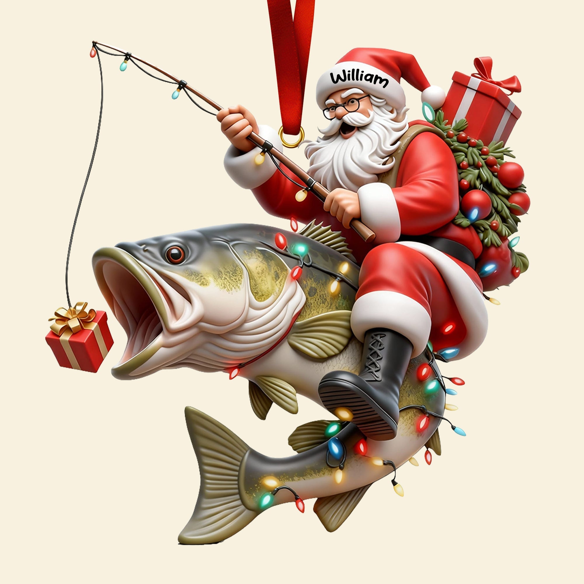 Badass Fishing Santa Acrylic Ornament, Personalized Gifts For Fishing Lovers 02qhqn311025 - Image 4