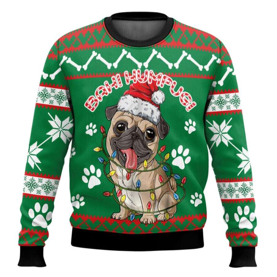 Bah Humpug Cute Pug Ugly Christmas Sweater