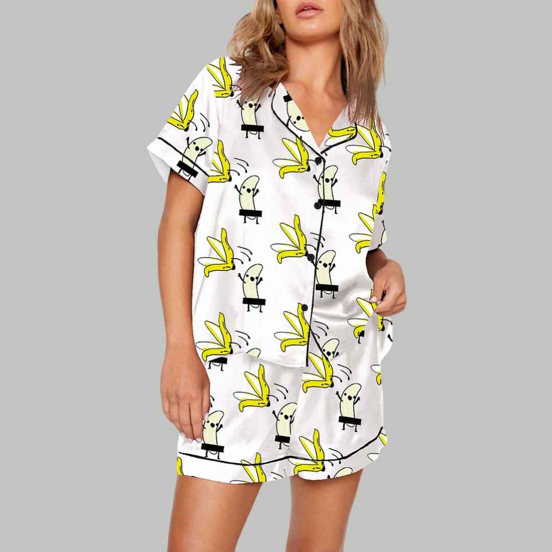 Banana Takes Off Clothes Print Pajama Set - Image 2