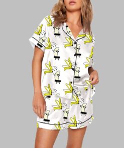 Banana Takes Off Clothes Print Pajama Set