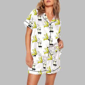 Banana Takes Off Clothes Print Pajama Set