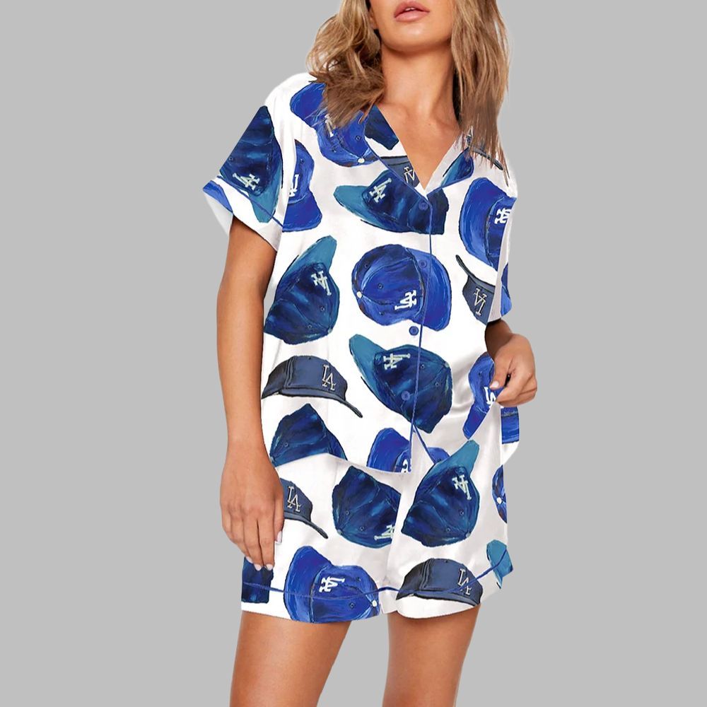 Baseball Dodger Hat Print Pajama Set