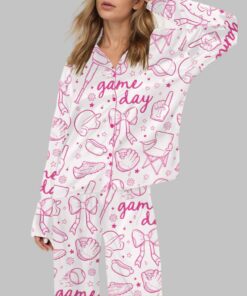 Baseball Game Day Silky Satin Pajama Set