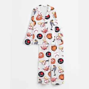 Alternative view of Baseball Game Satin Pajama Set