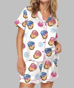 Alternative view of Baseball Ice Cream Drip Satin Pajama Set