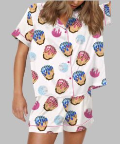 Baseball Ice Cream Drip Satin Pajama Set