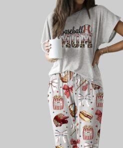 Baseball Mama Casual Pajama Set For Women