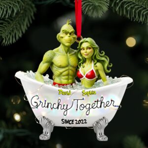 Alternative view of Bathtub Couple Together Ornament - Personalized Gift For Couples 02TOLU231025