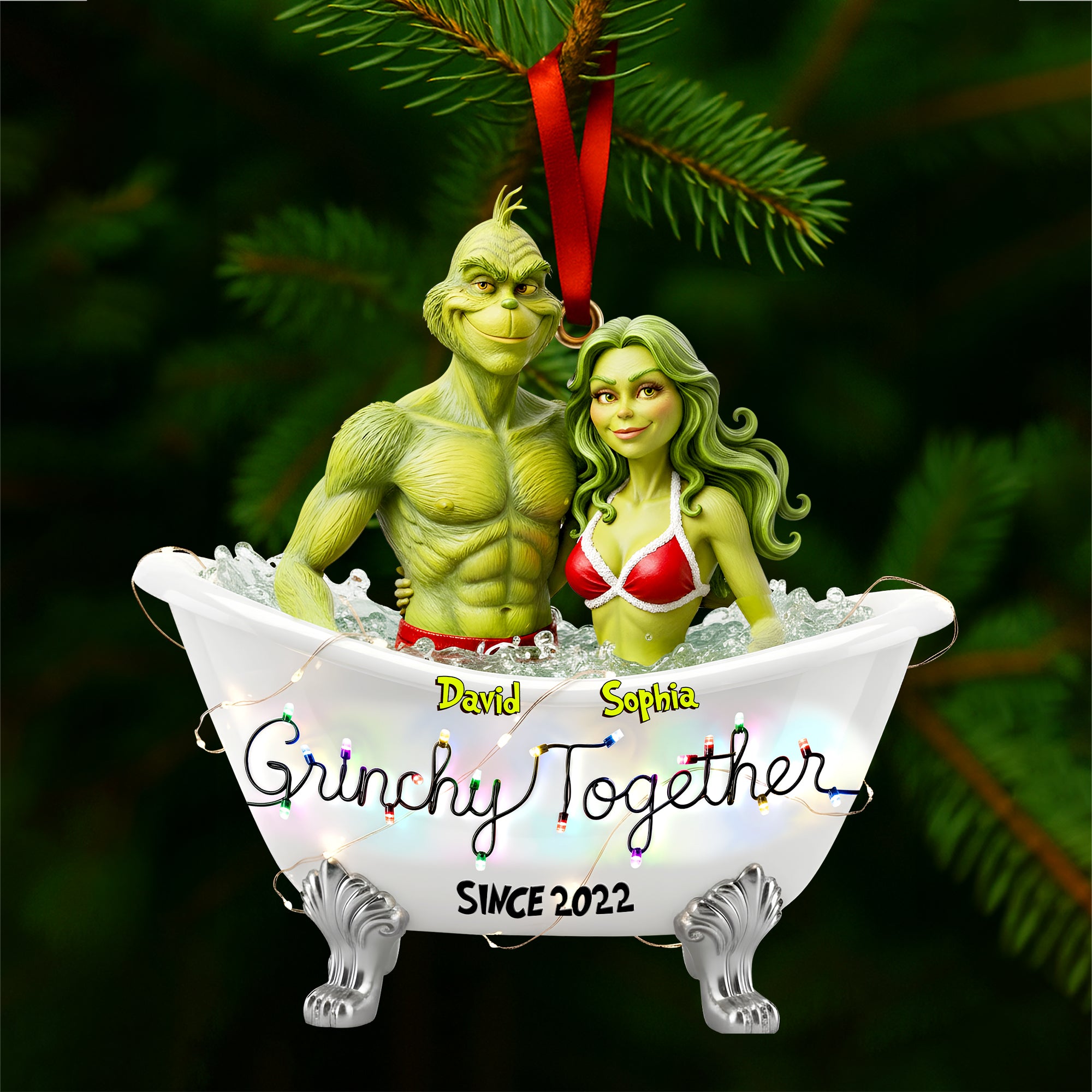 Bathtub Couple Together Ornament - Personalized Gift For Couples 02TOLU231025 - Image 3