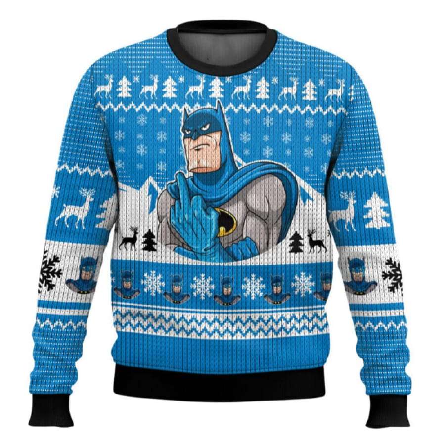 Batman Middle Finger Ugly Christmas Sweater
