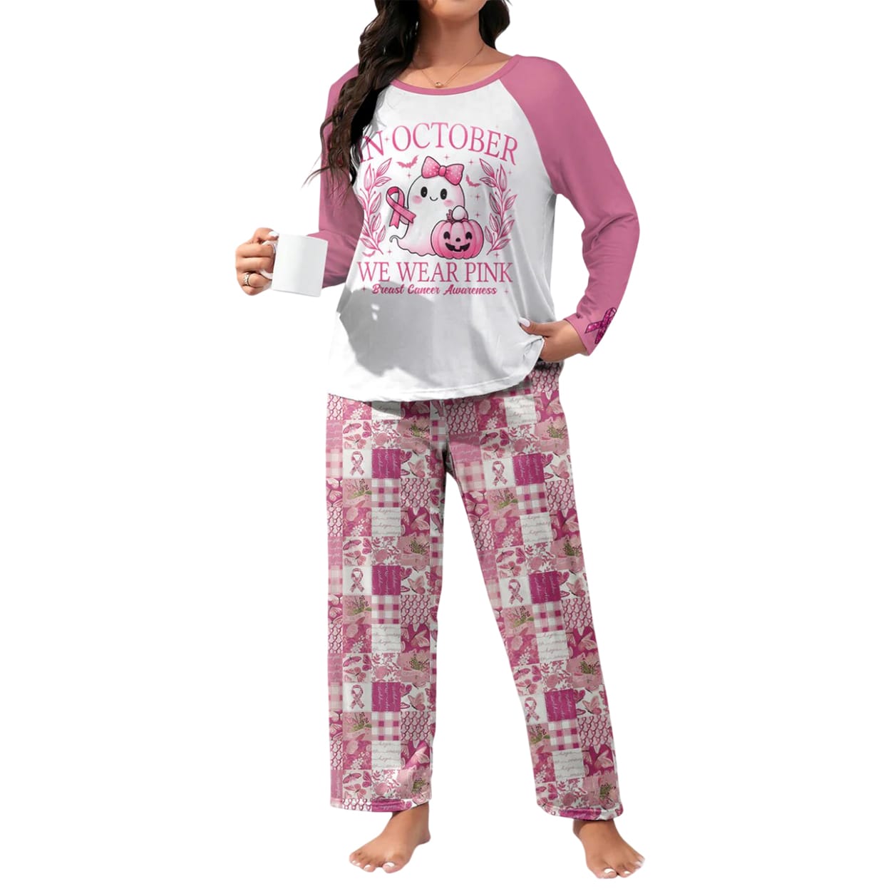 BCAM Raglan Lounge Pajamas In October We Wear Pink - Image 3