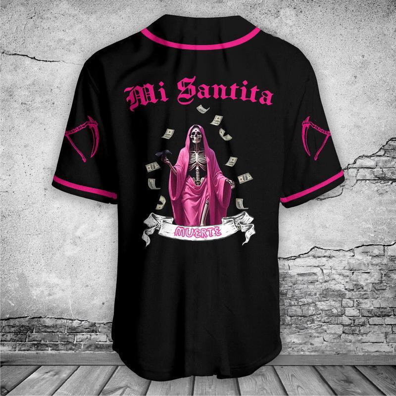 Santa Muerte Mexico Baseball Jersey Mexican Jersey Shirt Jersey - Image 4