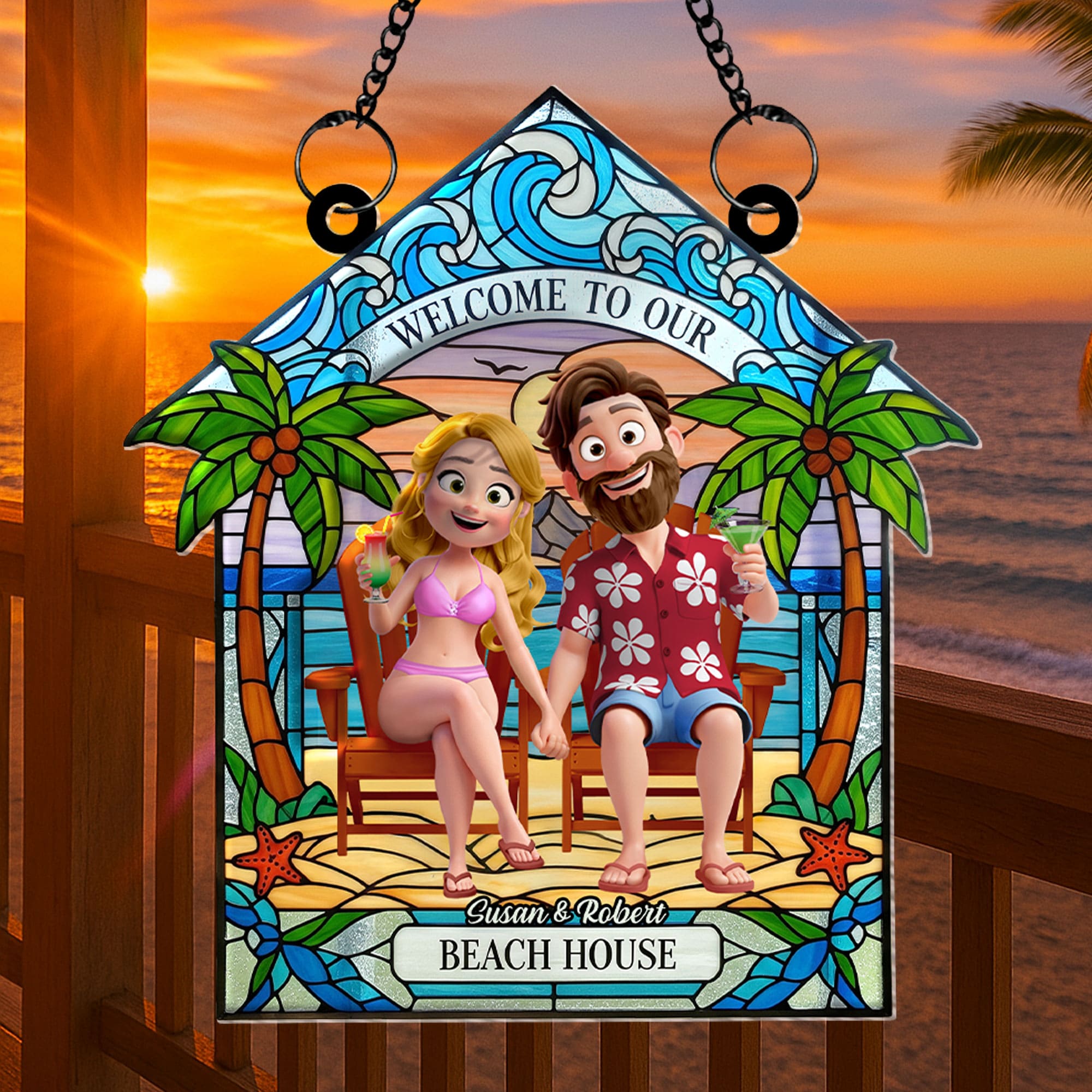 Beach Couple Suncatcher Ornament, Personalized Gifts For Couple 01qhti160725hg - Image 3
