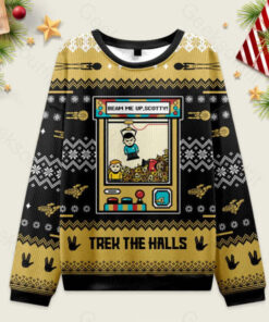 Beam Me Up Ugly Christmas Fuzzy Fleece Sweatshirt