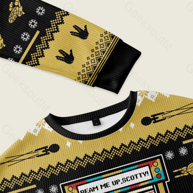 Beam Me Up Ugly Christmas Fuzzy Fleece Sweatshirt - Image 3