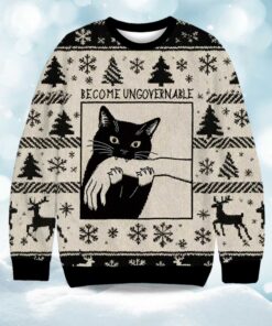 Become Ungovernable Black Cat Biting Christmas Ugly Sweater