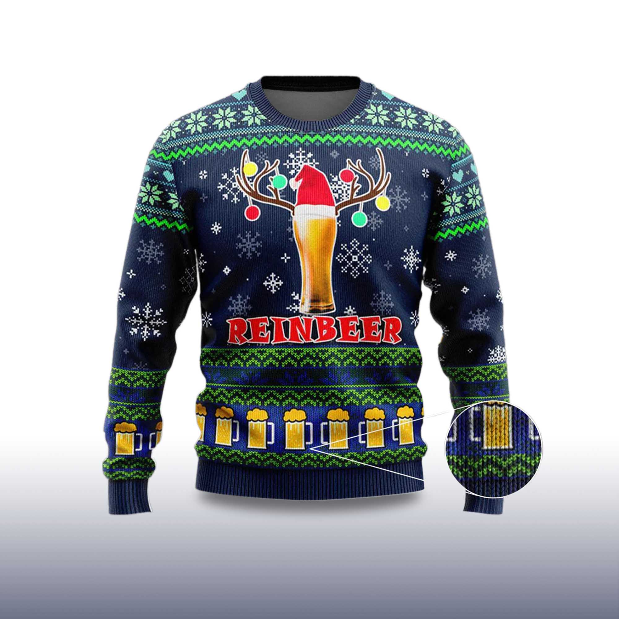 Alternative view of Beer Reindeer Christmas Ugly Sweater 2025