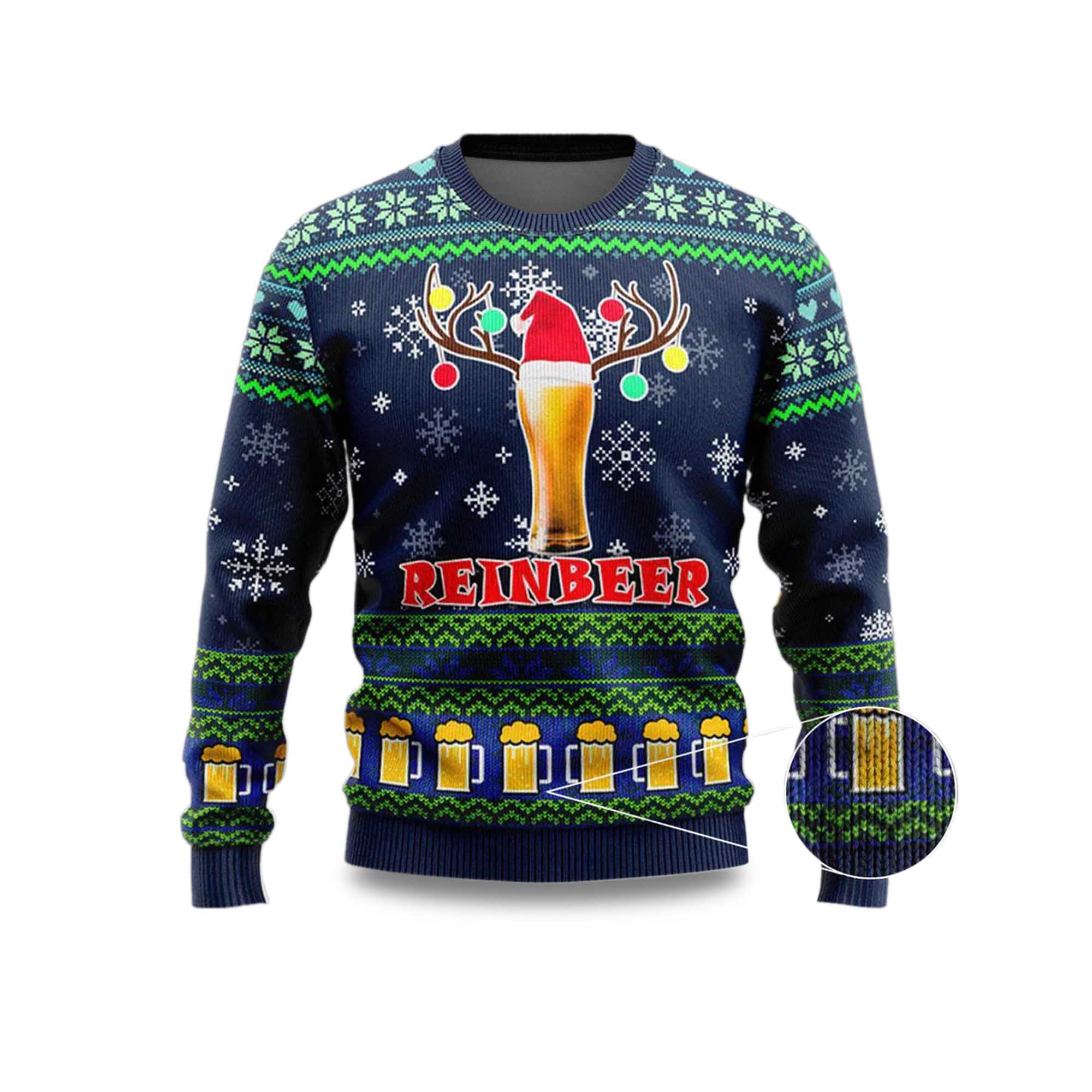 Beer Reindeer Christmas Ugly Sweater 2025