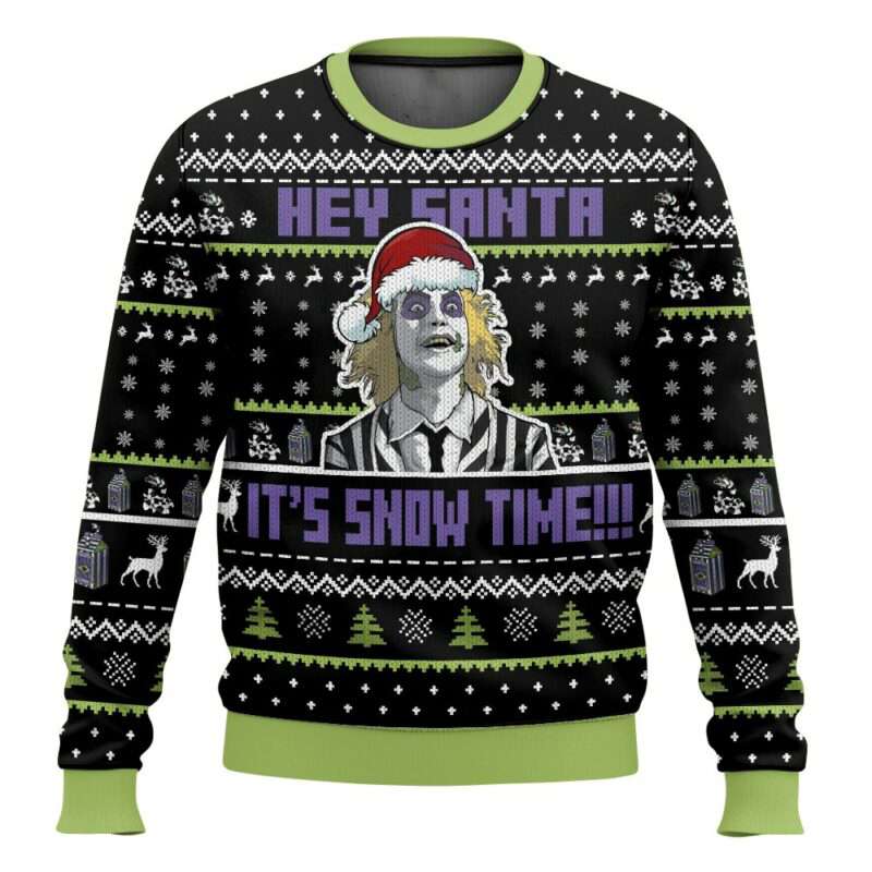 Beetlejuice It Snow Time Christmas Ugly Sweater