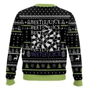 Alternative view of Beetlejuice It Snow Time Christmas Ugly Sweater
