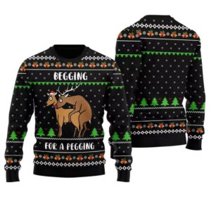 Alternative view of Begging For A Pegging Reindeer Naughty Ugly Sweater - Grishko.com