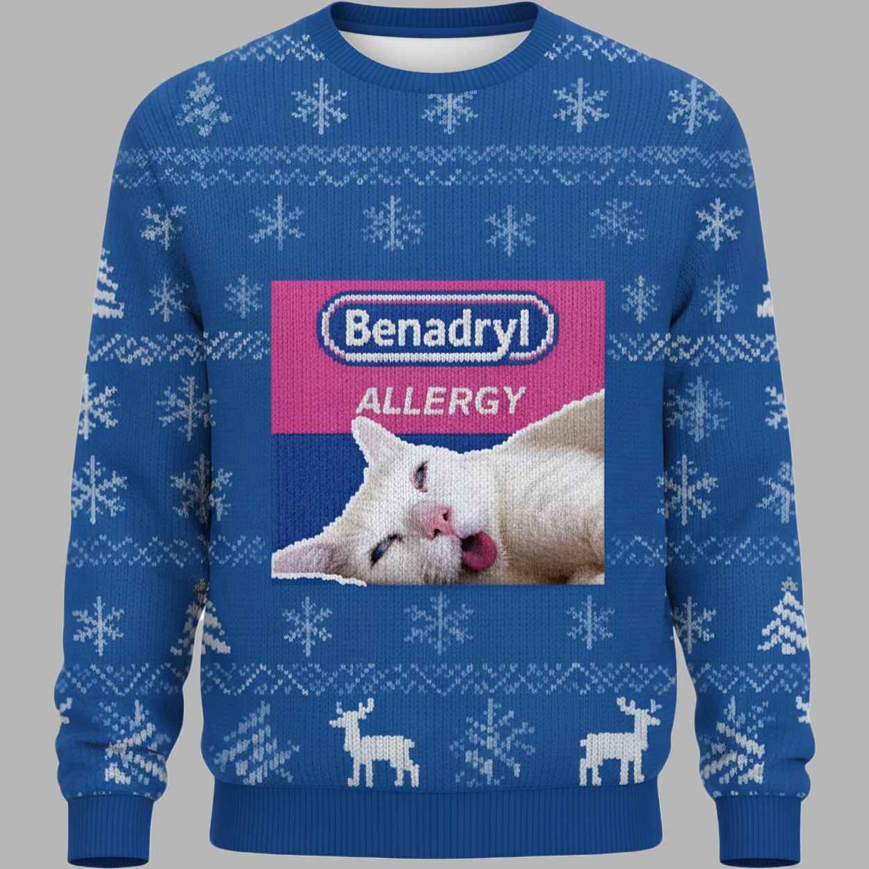 Benadryl Allergy Cat Christmas Ugly Sweater - gullprint.com