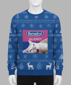 Alternative view of Benadryl Allergy Cat Christmas Ugly Sweater