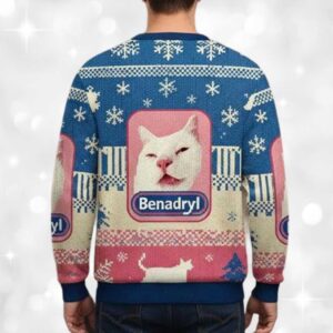 Alternative view of Benadryl Cat Christmas Ugly Sweater