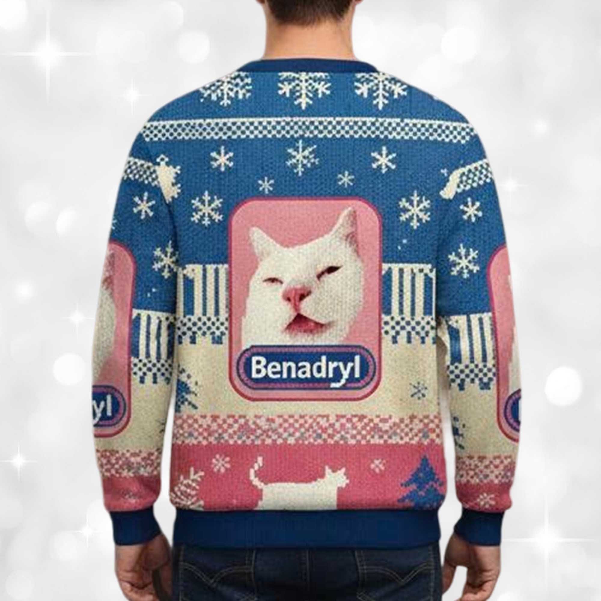 Alternative view of Benadryl Cat Christmas Ugly Sweater