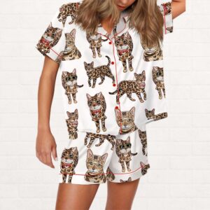 Bengal Cat Silky Satin Pajama Set