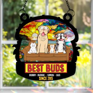 Alternative view of Best Buds Suncatcher Ornament – Personalized Christmas Gift For Pet Lovers 02OHLU250725