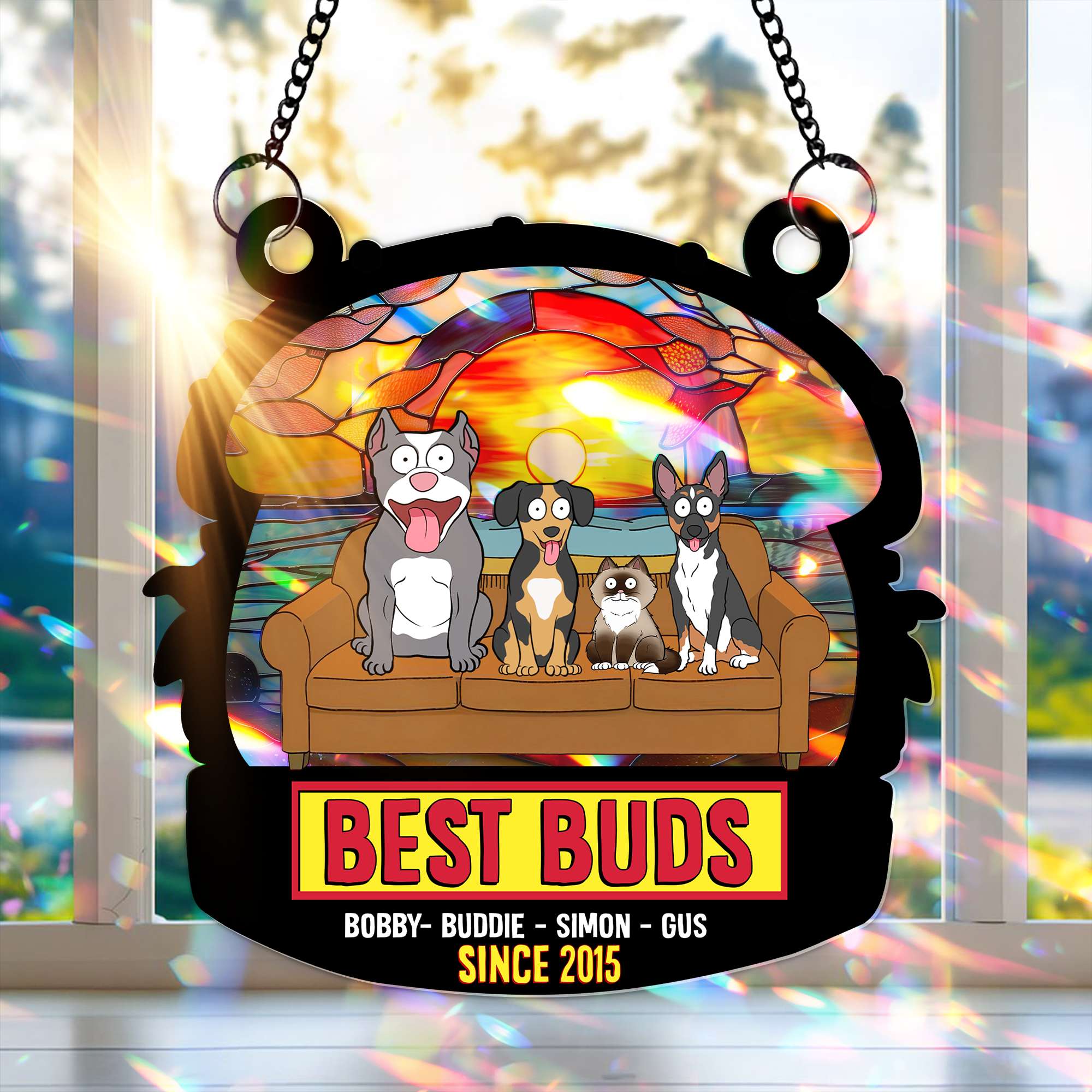 Best Buds Suncatcher Ornament – Personalized Christmas Gift For Pet Lovers 02OHLU250725