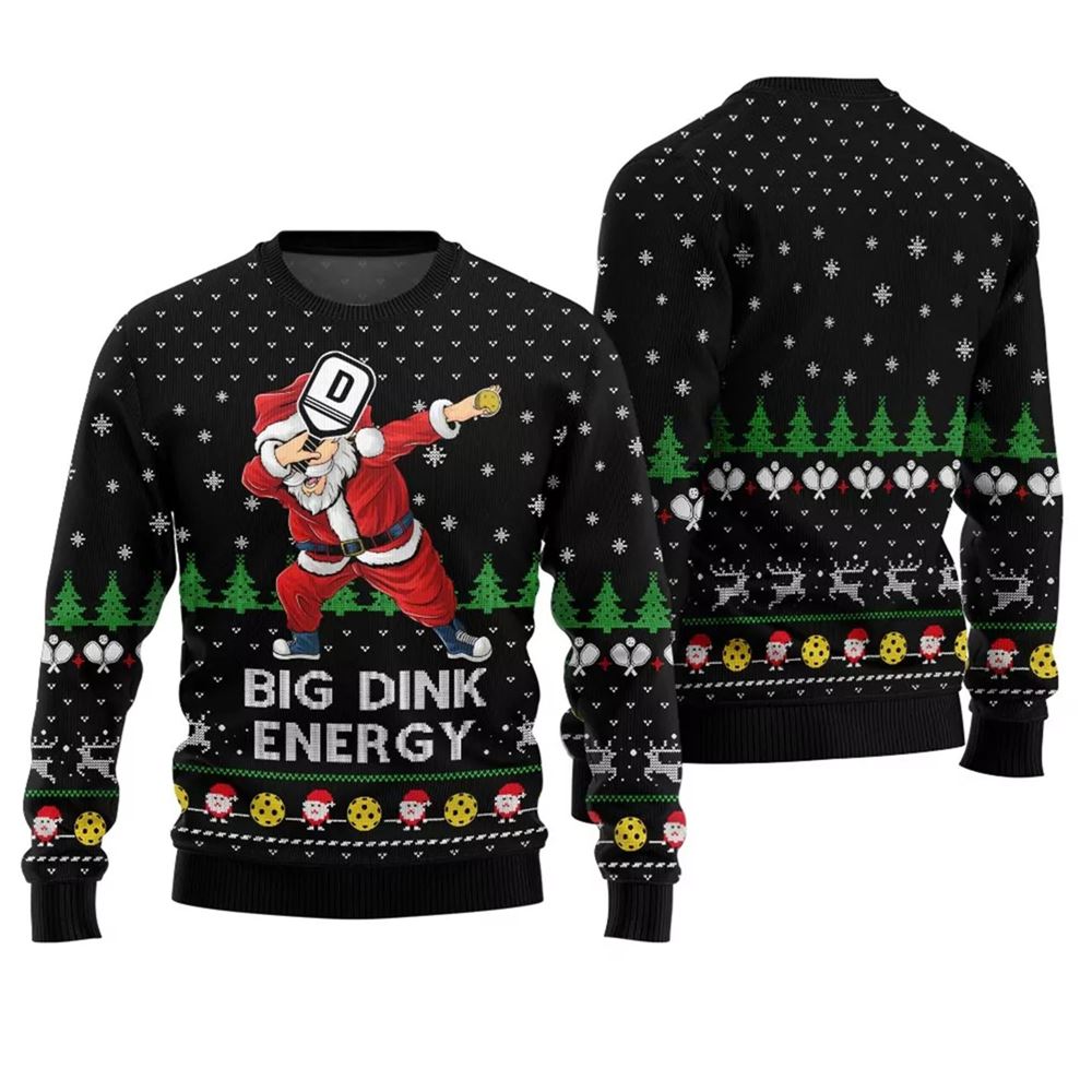 Alternative view of Big Dink Energy Santa Pickleball Christmas Sweater - Grishko.com