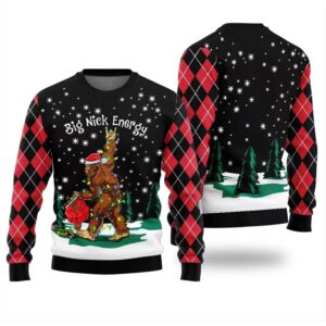 Big Nick Bigfoot Energy Ugly Christmas Sweater - Grishko.com