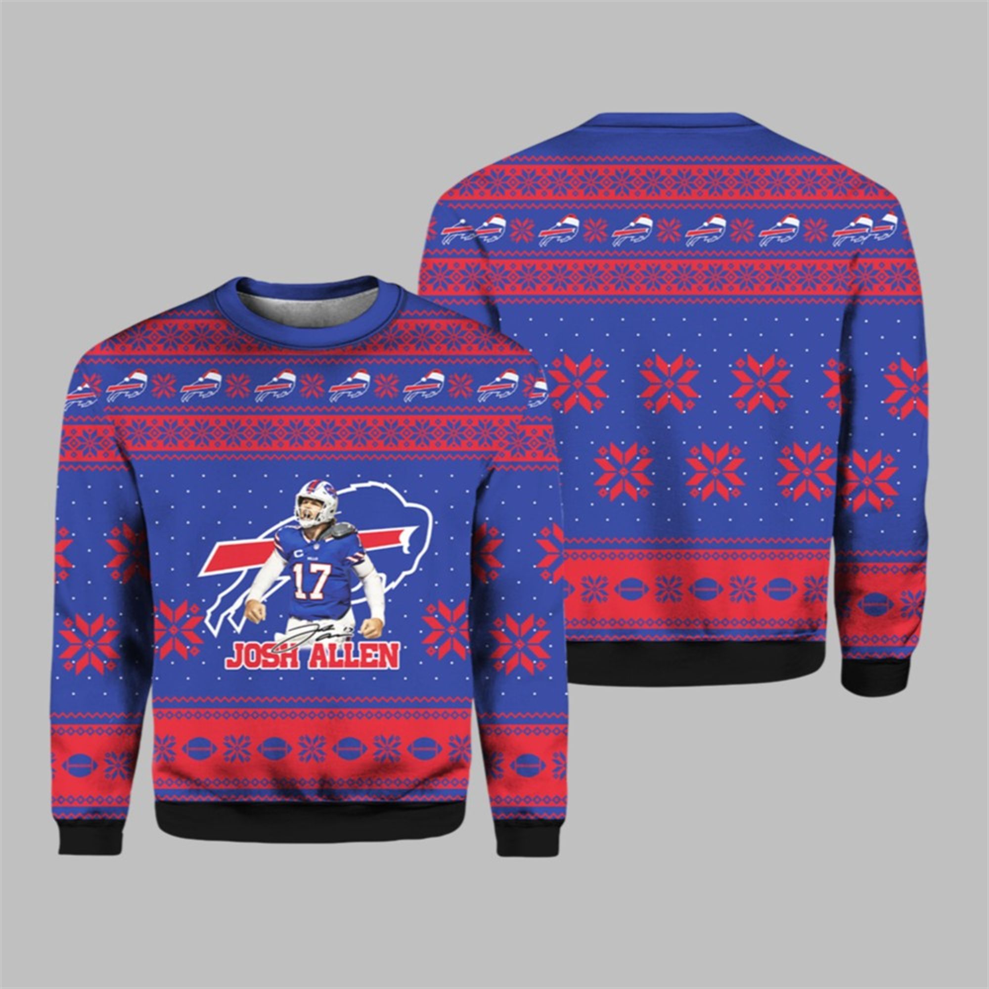 Bills Josh Allen 2025 Ugly Christmas Sweater - Grishko.com