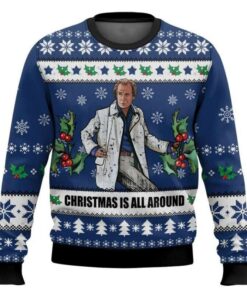 Billy Mack Christmas Is All Around Love Actually Ugly Christmas Sweater